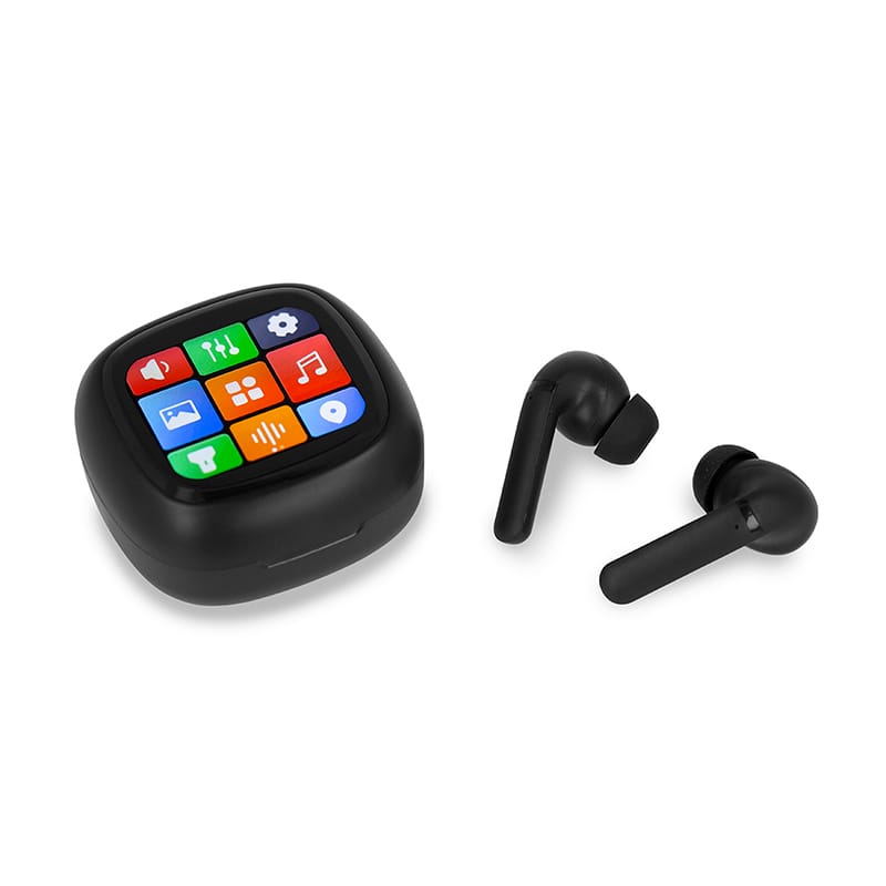 Descubre nuestros nuevos auriculares personalizados con logo, diseñados para hacer brillar tu marca en cada uso. Pantalla táctil LCD inalámbrica. Auriculares personalizados con fondo personalizado con tu logo o una imagen, estos auriculares no solo garantizan una conexión estable para disfrutar de tu música favorita sin cables, sino que además se distinguen por su diseño elegante y compacto.